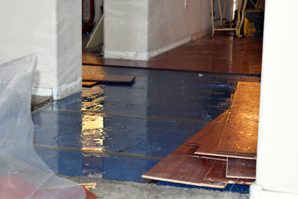 Professional Flood Damage Restoration technician working in Cutler, CA